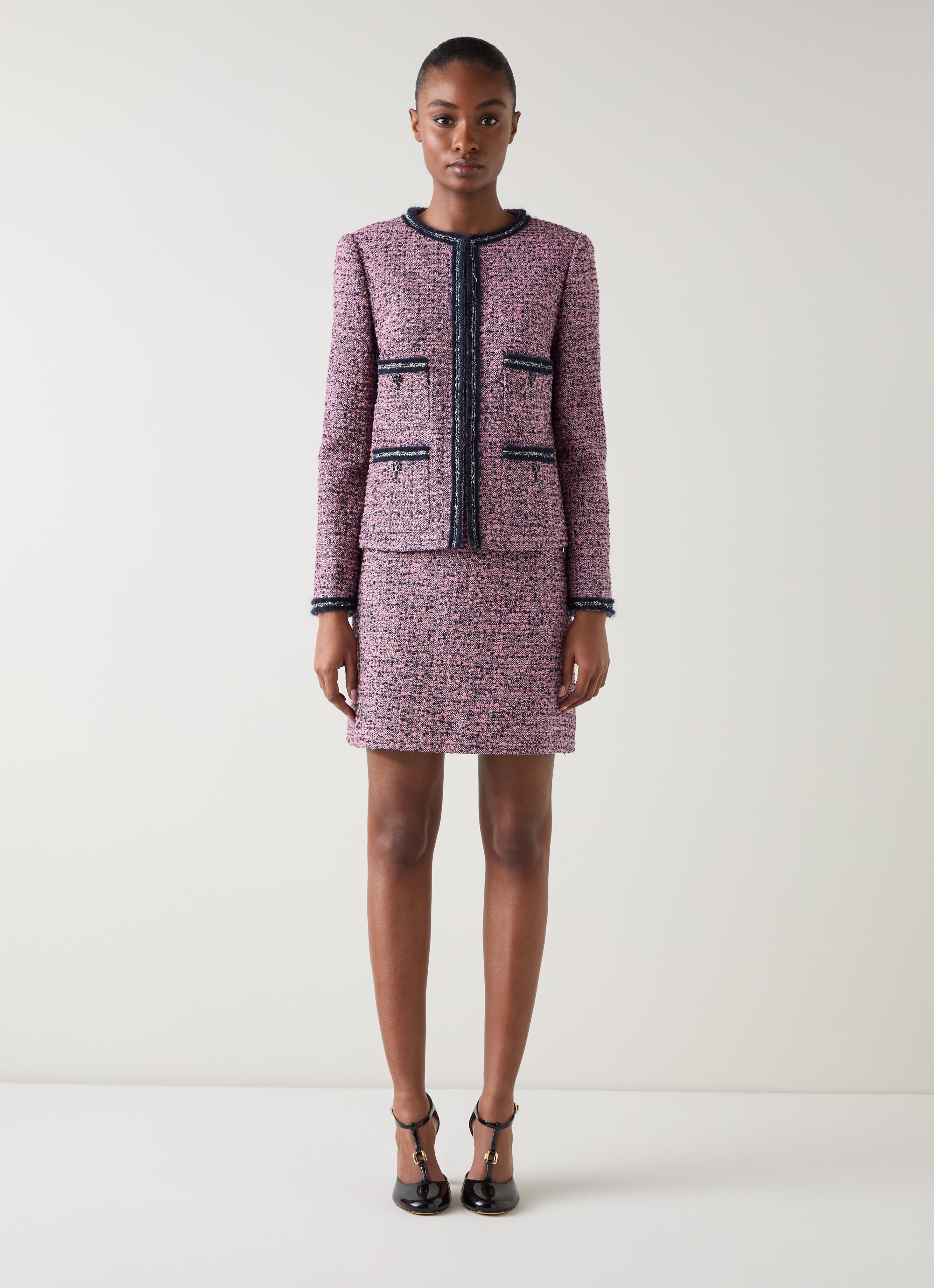 Charlie Black Tweed Recycled Cotton Trim Jacket | Coats & Jackets